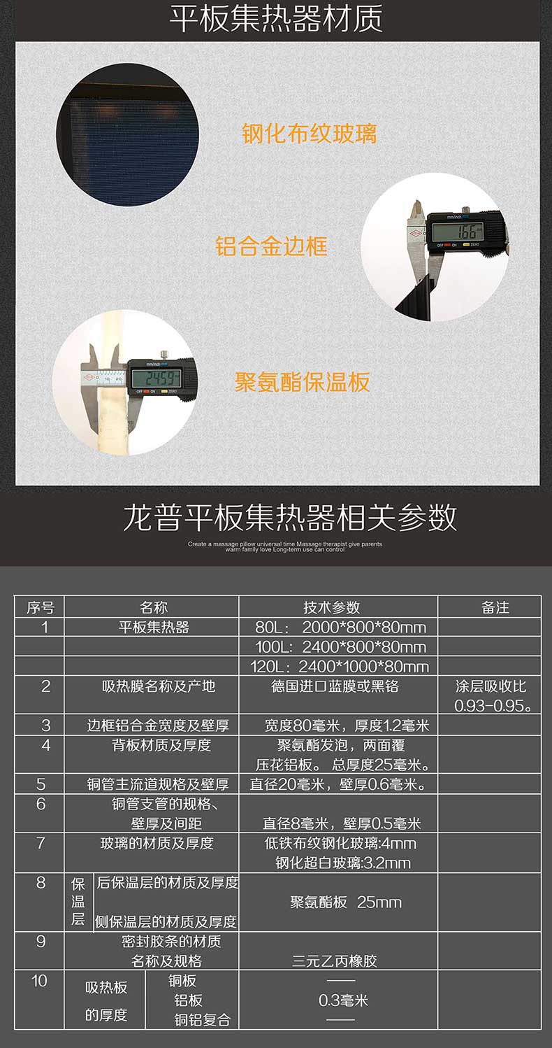 進口藍膜平板集熱器